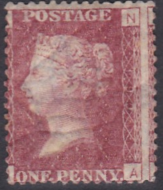 1858 Sg 43 1d Penny Red plate 199 Lettered N-A m m toned
