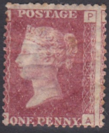 1858 Sg 43 1d Penny Red plate 199 Lettered P-A m m toned