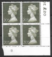 1970 20p Decimal Machin Cylinder 61 UNMOUNTED MINT