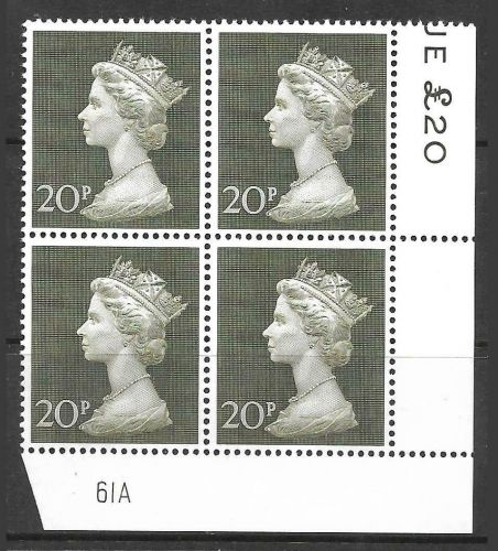 1970 20p Decimal Machin Cylinder 61A UNMOUNTED MINT