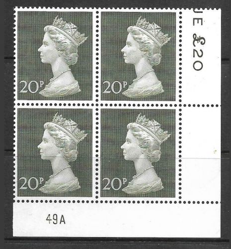 1970 20p Decimal Machin Cylinder 49A UNMOUNTED MINT
