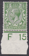 N14(11) ½d Bright Yellow Green Royal Cypher F 15 WMK type 2 UNMOUNTED MINT MNH