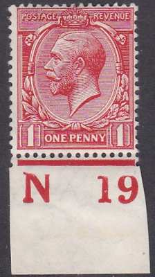 N16(11) 1d Carmine Red Royal Cypher Control N19 Imperf MOUNTED MINT