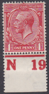 N16(11) 1d Carmine Red Royal Cypher Control N19 perf MOUNTED MINT