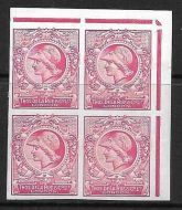 1910 DLR Minerva Head Colour Trial - Deep Bright Carmine chalky paper blk 4 MNH