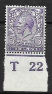 N22(3) 3d Violet Royal Cypher control T22 imperf single UNMOUNTED MINT