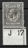 N29(1) 9d Agate Royal Cypher control J17 perf single UNMOUNTED MINT