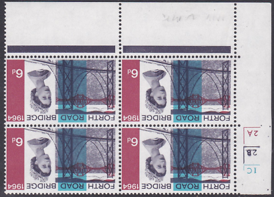 Sg 660b 1964 Forth Road Bridge 6d Cyl block Inverted Watermark - UNMOUNTED MINT