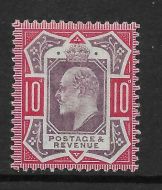 Sg 254 Spec M42(1) 10d Dull Purple  Carmine De La Rue UNMOUNTED MINT