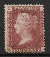 SG 43 1d Penny Red Lettered E-G plate 159 MOUNTED MINT