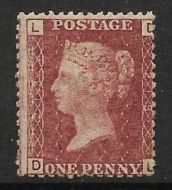 SG 43 1d Penny Red Lettered D-L plate 213 MOUNTED MINT