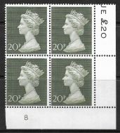 1970 20p Decimal Machin Cylinder 8 UNMOUNTED MINT