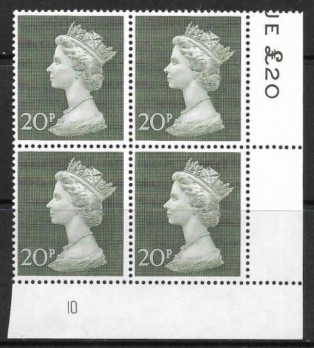1970 20p Decimal Machin Cylinder 10 UNMOUNTED MINT