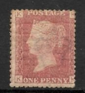 SG 43 1d Penny Red Lettered K-K plate 124 MOUNTED MINT