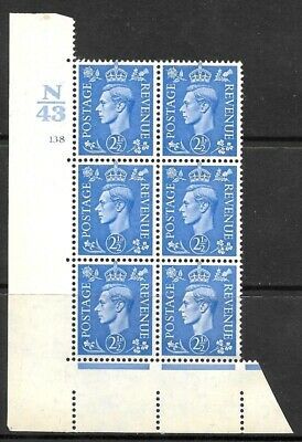 2½d Light Blue Cylinder Control N43 138 No Dot perf 5(E I) UNMOUNTED MINT MNH