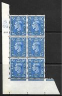 2½d Light Blue Cylinder Control S46 201 Dot perf 5(E I) UNMOUNTED MINT MNH