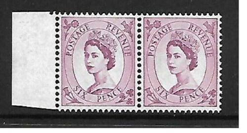 Sg S112a 6d Wilding Violet Narrow band left - 6mm UNMOUNTED MINT