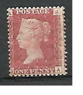 SG 43 1d Penny Red Lettered B-A plate 190 UNMOUNTED MINT