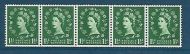S25 1½d Wilding Tudor Crown Horizontal coil strip UNMOUNTED MINT MNH