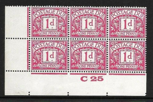 D9 1d Royal Cypher Postage due chalky Control C 25 Imperf UNMOUNTED MINT