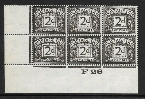 D13 2d Block Cypher Postage due Control F 26 Imperf UNMOUNTED MINT