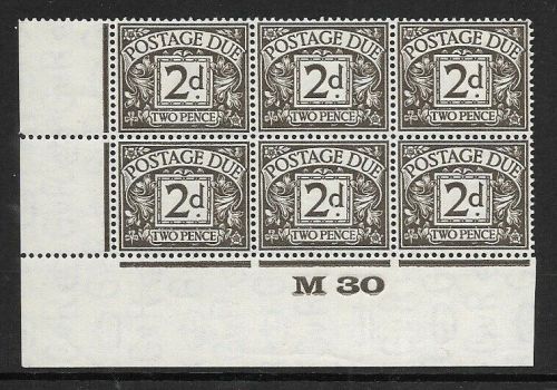 D13 2d Block Cypher Postage due Control M 30 Imperf UNMOUNTED MINT