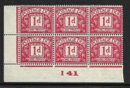 D28 1d George VI Postage due Control I 41 Imperf UNMOUNTED MINT