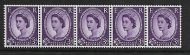 S79 3d Wilding Violet Phosphor Sideways coil strip UNMOUNTED MINT