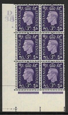 1937 3d Violet Dark colours D38 9 Dot perf 5(E I) block 6 UNMOUNTED MINT