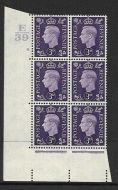 3d Violet Dark colours E39 11 No Dot perf 5(E I) block 6 UNMOUNTED MINT MNH
