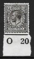 N29(3) 9d Deep Agate Royal Cypher control O20 Imperf single UNMOUNTED MINT