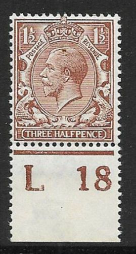 N18(5) 1½d chocolate Brown Royal Cypher control L 18 perf UNMOUNTED MINT