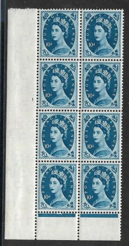 10d Wilding Tudor cylinder 1 No Dot perf type B(I P) UNMOUNTED MINT