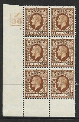 1934 5d Photogravure cyl blk Z36 2 Bar 5 No Dot UNMOUNTED MINT