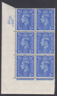 2½d Light Blue Cylinder Control K42 86 No Dot perf 5(E I) UNMOUNTED MINT