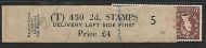 2d Edward Crown watermark sideways Delivery Coil leader T 5 with 4 stamps