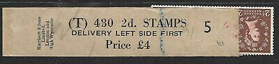 2d Edward Crown watermark sideways Delivery Coil leader T 5 with 4 stamps