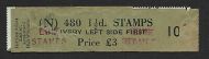 1½d 57 Graphite Sideways Delivery Coil leader N10 with 5 stamps attached