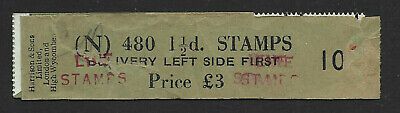 1½d 57 Graphite Sideways Delivery Coil leader N10 with 5 stamps attached