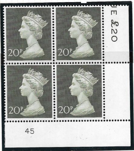 1970 20p Decimal Machin Cylinder 45 UNMOUNTED MINT