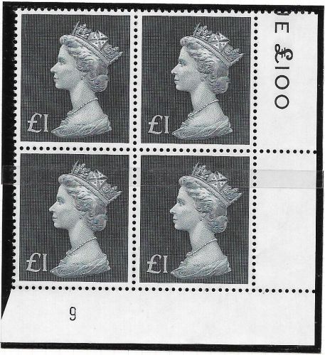 Sg U43 1970 £1 Decimal Machin Cylinder 9 UNMOUNTED MINT