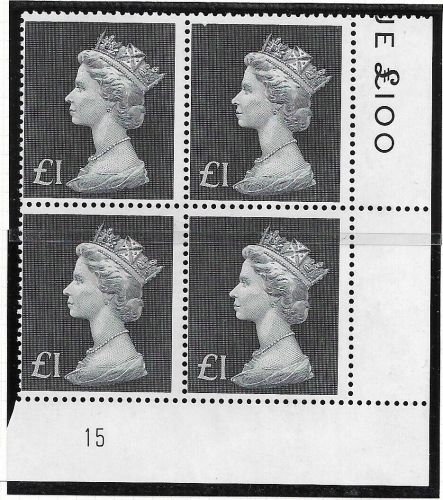 1972 £1 Decimal Machin Cylinder 15 UNMOUNTED MINT