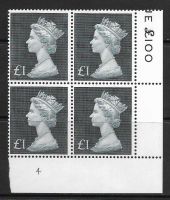 1970 £1 Decimal Machin Cylinder 4 Post Office paper UNMOUNTED MINT