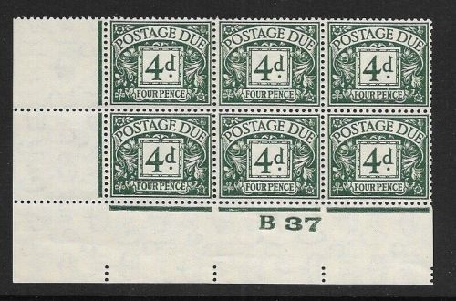 D31 4d George VI Postage due Control B 37 Imperf UNMOUNTED MINT