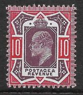 Sg 309 Spec M44(2) 10d Dull Purple  Scarlet De La Rue UNMOUNTED MINT