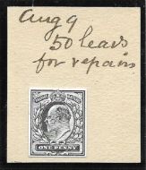 1905 De La Rue  piece cut from striking book UNMOUNTED MINT