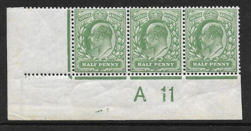 M3(1) ½d Dull Yellow-Green Harrison Perf. 14 Cont A11 perf H2d MOUNTED MINT