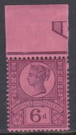 Sg 208 6d Purple on Rose Red Paper Jubilee top  centre margin UNMOUNTED MINT