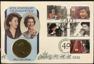 40th anniversary of the the accession to the throne FDC £2 Coin Cover