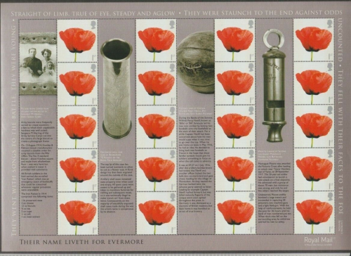2008 LS55 Lest we forget Smiler sheet UNMOUNTED MINT